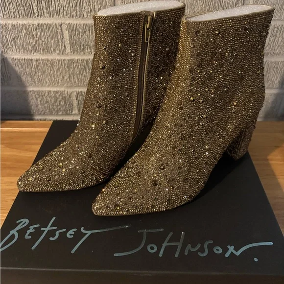 Betsey Johnson Sparkling Gold Ankle Booties - Picture 2 of 9